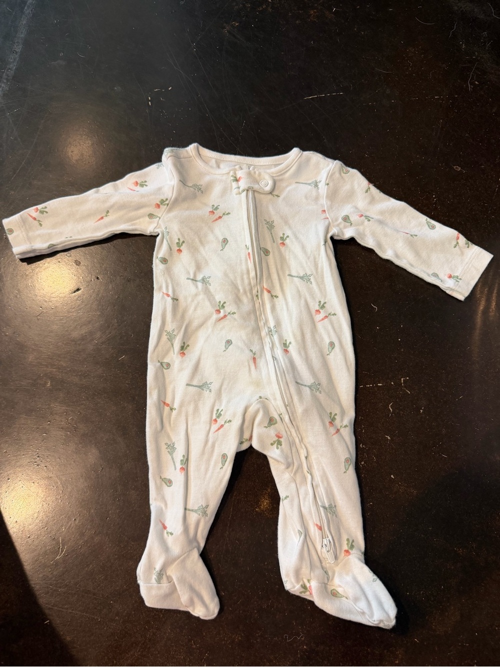 Carter's White Veggie Print Footed One-Piece Pajamas